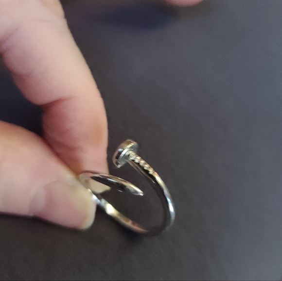 Stainless steel nail ring sz8 adjustable open design - Picture 5 of 5